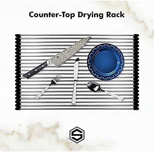 Strictly Sinks Stainless Steel Roll Up Dish Drying Rack – Copper 17 Inch Over...