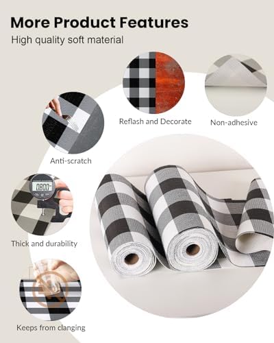 Shelf Drawer Liners for Kitchen Cabinets Non-Adhesive Black 11.8In x 30FT