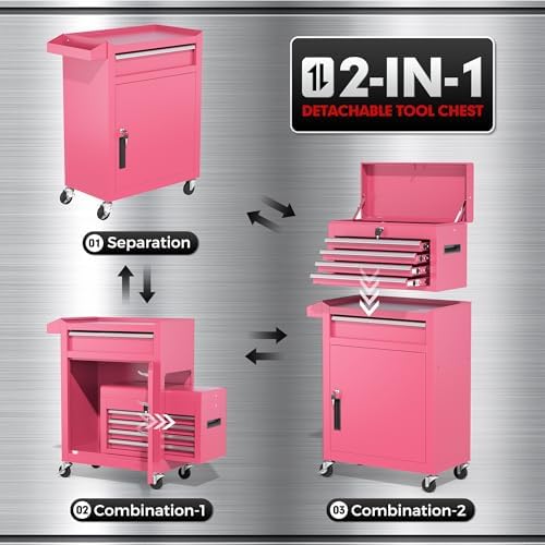 INTERGREAT 5 Drawer Tool Chest with Wheels, Rolling Tool Chest with Enhanced ...