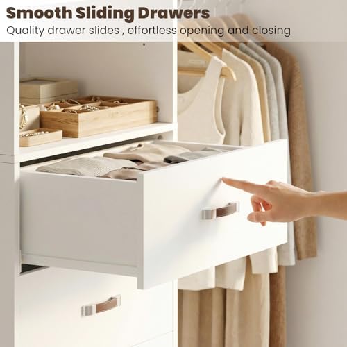 iSunirm 96" Wall Mounted Closet System with LED, Walk-In Style Wood Clos...
