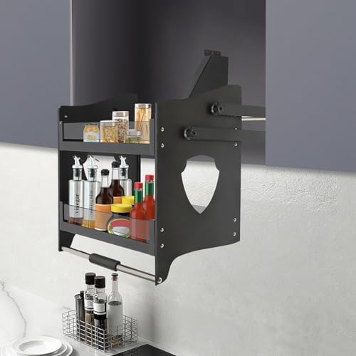 Pull Down Cabinet Organizer, 24 inch Kitchen Wall Cabinet Storage Organizer, ...