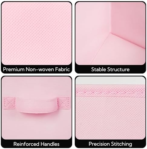 Cupic Cupid 6-Pack 11x11 Storage Cubes, Cube Storage Organizer, Pink | Foldable, Reinforced Front Handle, Holds Clothes, Toys, Blankets and More, Fits Closet, Cube Shelves, Nursery, Bedroom