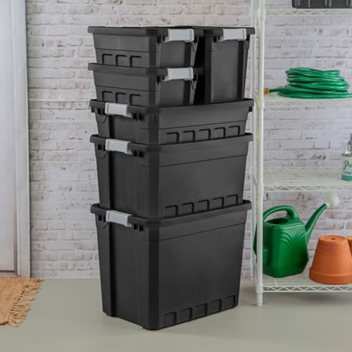 Sterilite Stacker Tote with Latching Lids for Garage, 7.5 Gallon, 24-Pack