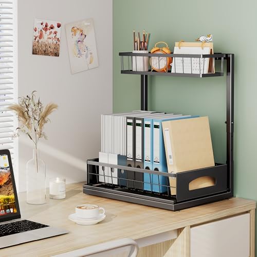 Under Sink Organizer, 2-Pack L-Shaped Metal Pull-Out Drawers for Kitchen