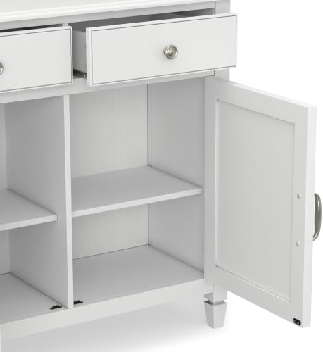 SIMPLIHOME Connaught 40" Wide Solid Wood Storage Cabinet in White
