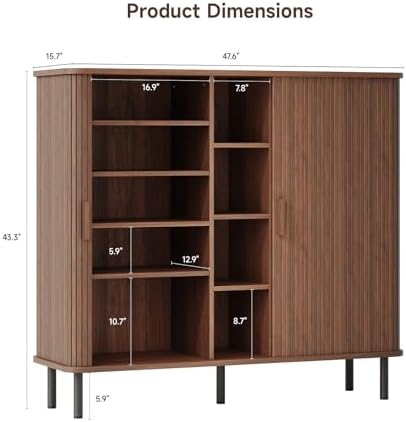 ONBRILL 48" Large Shoe Cabinet with 2 Sliding Doors & Open Storage, ...