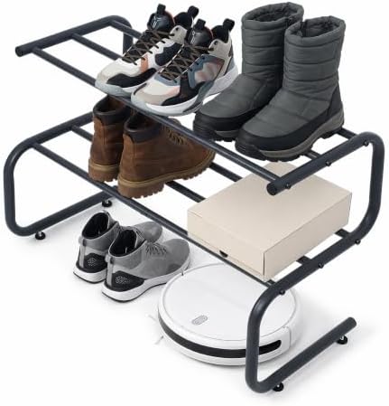 Small Metal Shoe Rack, 2 Tier 5-Shaped Shoe Storage Organizer