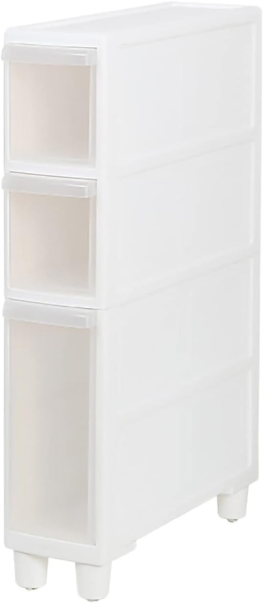 Narrow Tall Floor Cabinet for Bathroom, Vertical Storage Unit with 4 Clear Dr...