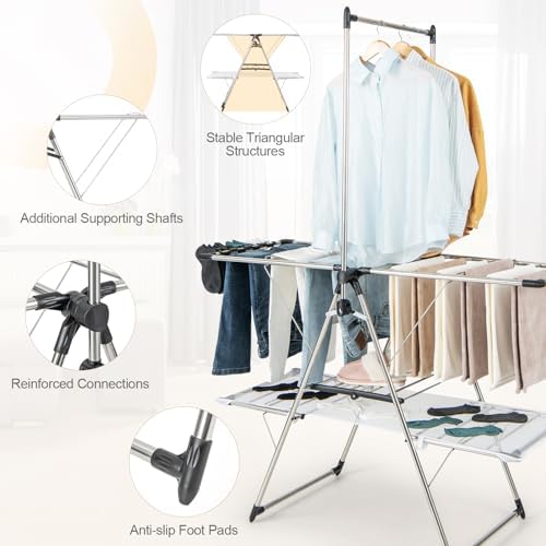 Tangkula Freestanding Foldable Clothes Drying Rack