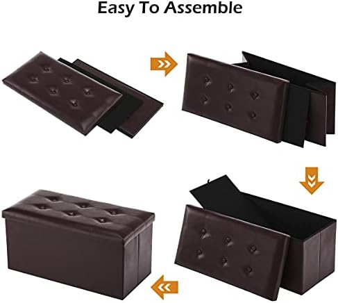 Youdesure Folding Storage Ottoman Bench, Faux Leather Footrest Couch for Livi...