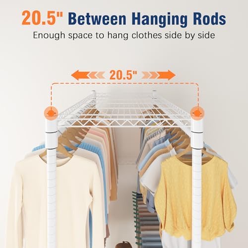 Homdox Heavy Duty Rolling Clothes Rack, Adjustable Clothing Rack for Hanging ...