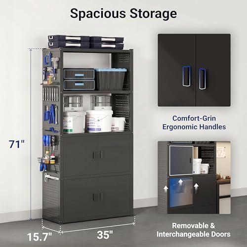 FLEXIMOUNTS 117"L 3-in-1 Modular Garage Storage Cabinet with Workbench