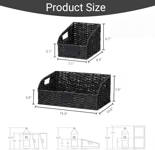 Pantry Baskets for Organizing,Wicker Storage organizers,3Pack,Black