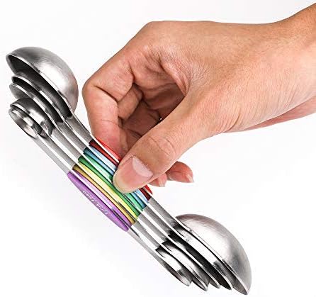 Magnetic Measuring Spoons Set Dual Sided Stainless Steel Set of 7 Stackable by YellRin