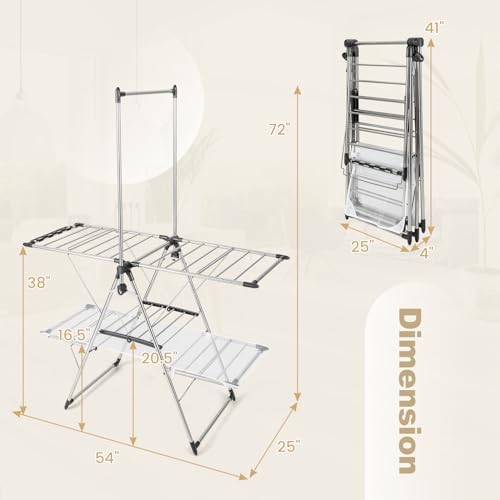 Tangkula Freestanding Foldable Clothes Drying Rack