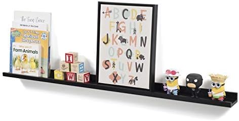 Wallniture Denver 46" Black Floating Shelf for Wall Collage, Picture Led...