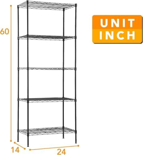 14" D×24" W×60" H Wire Shelving Unit Metal Commercial Shelf wi...