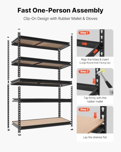 VEVOR Storage Shelves, 5-Tier Adjustable, 3000 lbs Capacity Heavy Duty