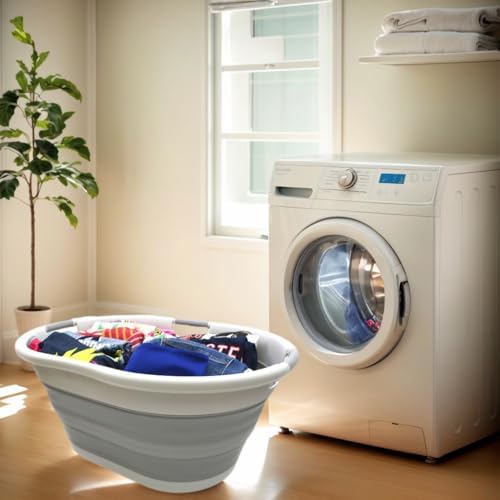 SAMMART 57L (15 Gallons) Collapsible 3-Handled Plastic Laundry Basket - Oval ...