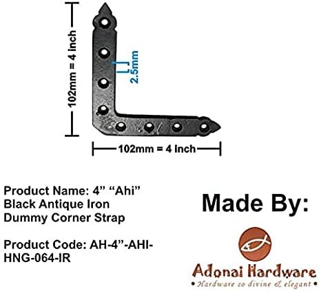Adonai Hardware Ahi Dummy Corner Strap (4 Inch x 12 Pack, Black Powder Coated)