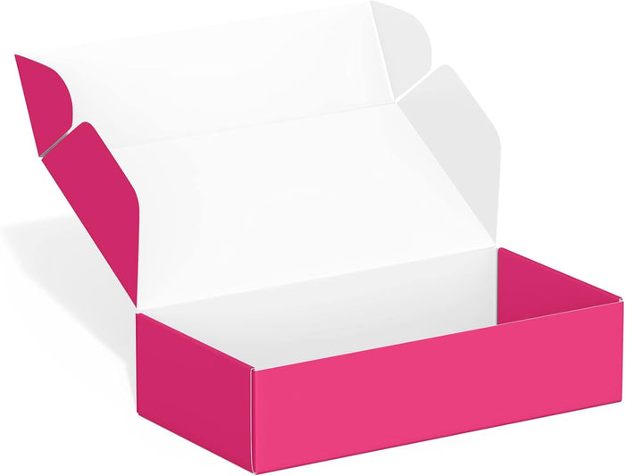 50 Pack 4"x8"x2" Shipping Boxes, Corrugated Cardboard Small Box Mailer, Shipping Boxes for Small Business for Gift Packing- TONESPAC (4"x8"x2", Hot-Pink)