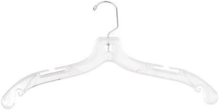 NAHANCO 500WW Plastic Shirt/Dress Hanger with Swivel Chrome Hook with Washer, Heavy Weight, 17", Clear (Pack of 100)