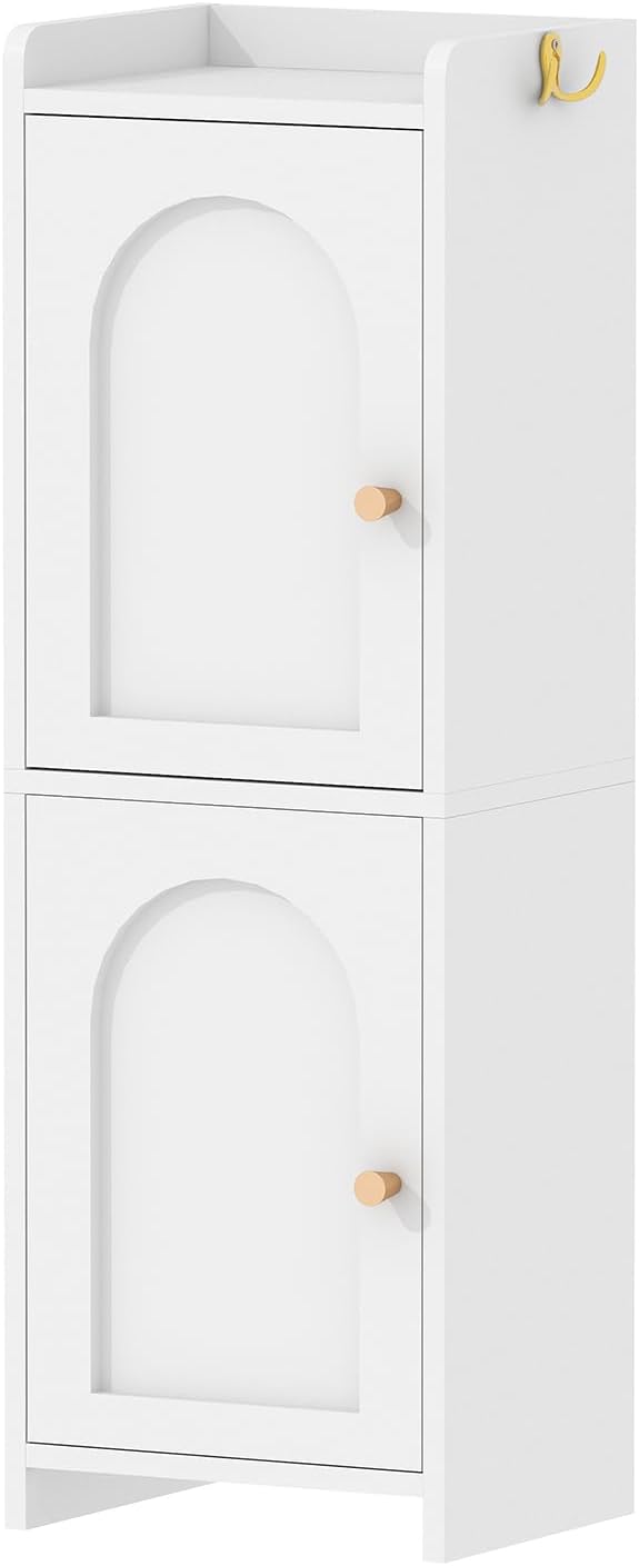 Arbuxzuy Small Bathroom Storage Cabinet with 2 Doors and Adjustable Shelf