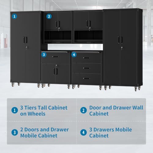 6-Piece Garage Storage Cabinets System Heavy Duty Workshop Set