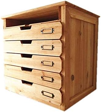 5 Flat Drawer Organizer for Home or Office Desk - Wooden Chest of Drawers - F...