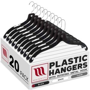 Mainetti 17in Black Plastic Shirt Hangers with Swivel Hook (20 Pack)