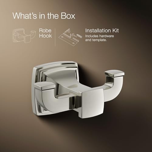 Kohler 27411-SN Riff® Double Robe Hook, Vibrant Polished Nickel