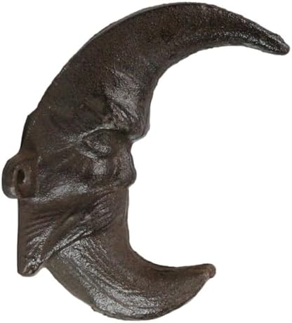 Ebros Gift Rustic Cast Iron Rust Antiqued Celestial Heavens Half Crescent Moo...