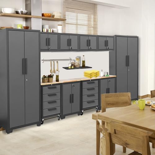 Torin 12 Piece Garage Storage Cabinet System,Workshop Cabinet Set in Black