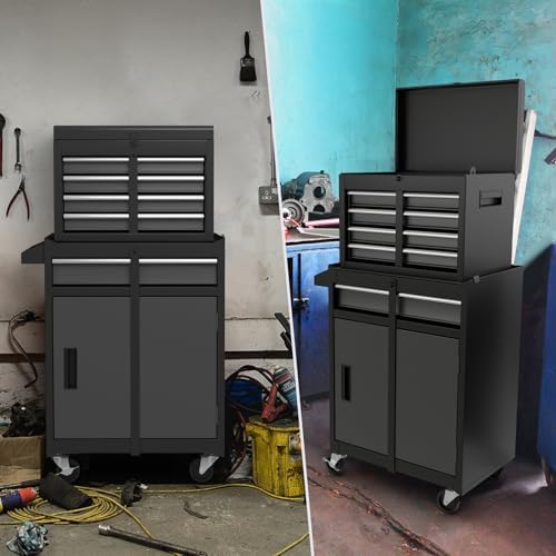 Goplus Tool Chest, 5-Drawer Rolling Cabinet with Detachable Top Toolbox, Lock...