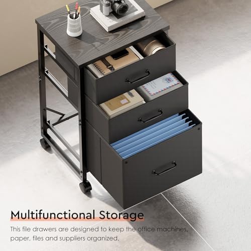 Maihail 3 Drawer File Cabinet on Wheels Fits A4 Size for Home Office