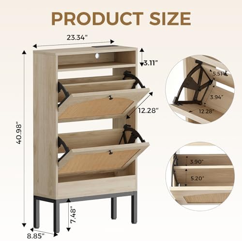 LUCKLIFE Shoe Cabinet with Charging Station, Flip Down Shoe Storage Organizer...