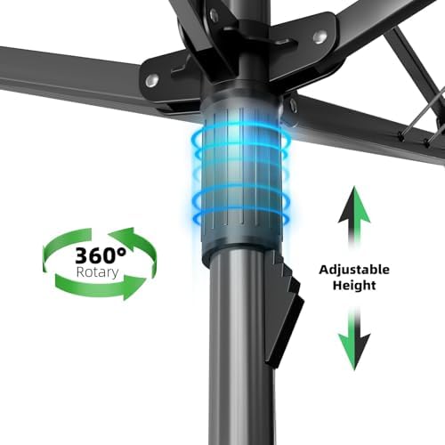 Heavy Duty Outdoor Umbrella Drying Rack, Rotating Height Adjustable Clothesli...