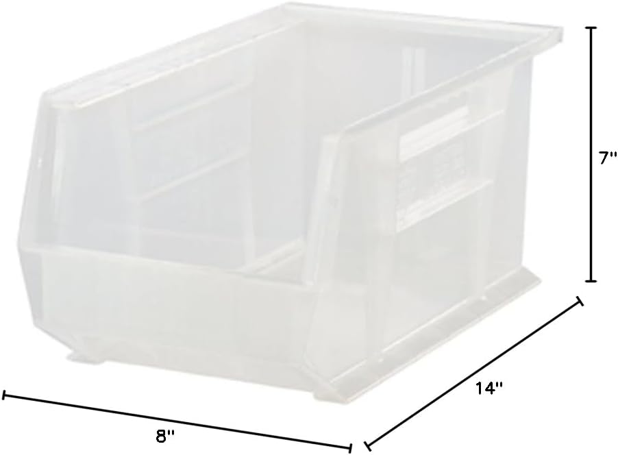 QUANTUM STORAGE SYSTEMS K-QUS240CL-3 3-Pack Stack and Hang Plastic Bin Storag...