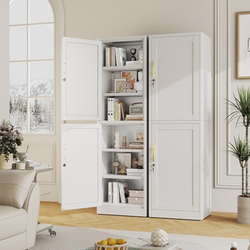 pozdeg 67" White Lockable Tall Narrow Metal Storage Cabinet