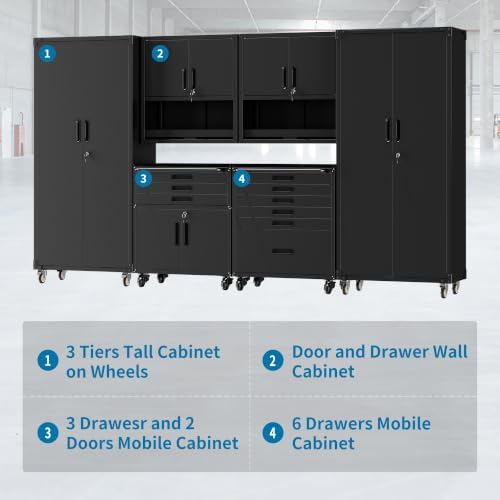 6-Piece Garage Storage Cabinets System Heavy Duty Workshop Set