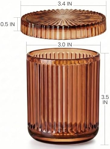 2 Pack Qtip Holder - Apothecary Jars with Lids, Bathroom Organizers and Storage Canister for Cotton Balls,Swabs,Floss Picks,Hair Ties,Clear Glass Vintage Bathroom Decor Jar Set (Brown)