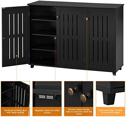 Yaheetech Shoe Cabinet with Doors for Entryway, Closed Storage Rack, Black