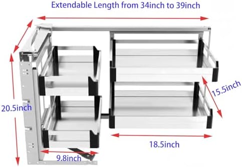 Gdrasuya10 2 Tier Corner Blind Cabinet Pull Out Organizer, 4 Shelves Corner P...