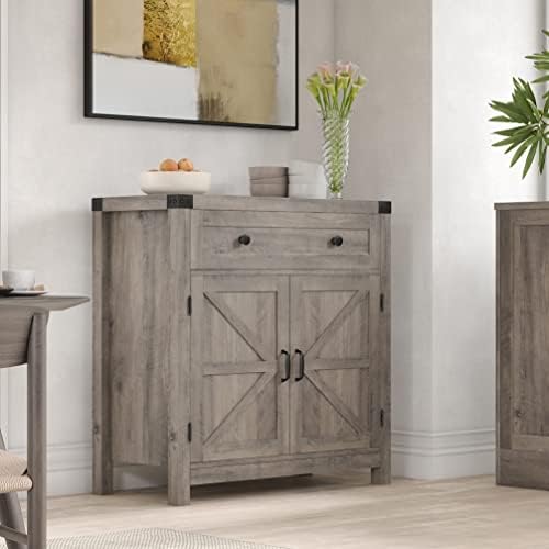 HOSTACK Kitchen Storage Cabinet, Farmhouse Coffee Bar Cabinet, Ash Gray