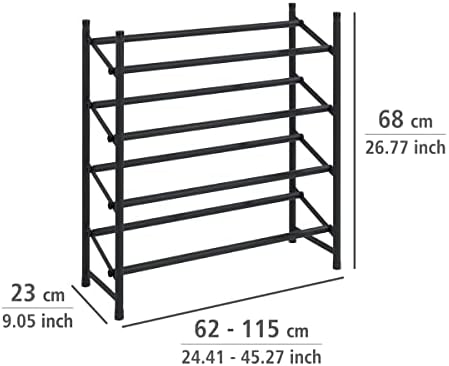 WENKO Anti-Slip Shoe Rack Hero Extendable Shoe Storage for 24 Pairs of Shoes,...