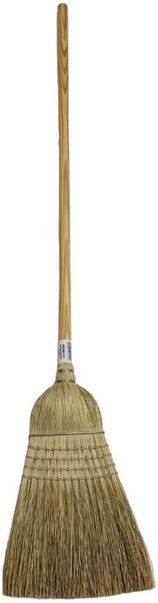 PRO-SOURCE Corn Bristle Broom, 56 Inch Overall Length, Wood Handle