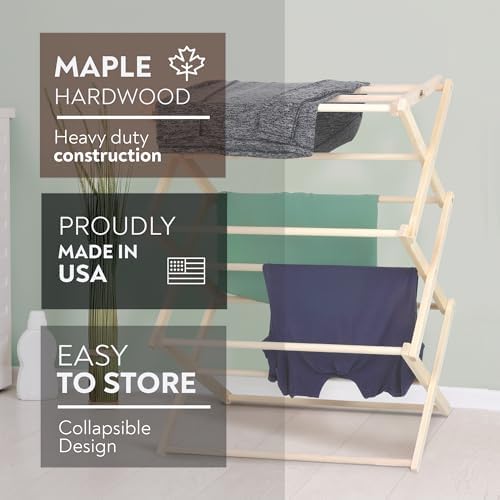 Pennsylvania Woodworks Premium American Maple Clothes Drying Rack - Handcraft...