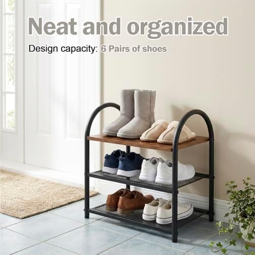 3-Tier Small Narrow Shoe Rack for Entryway, Closet & Small Spaces