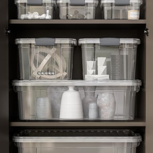 Superio 26.5 Quart Clear Plastic Storage Boxes with Lids, Stackable Organizer...