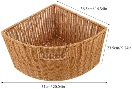 Woven Triangle Corner Storage Basket with Handles Shelf Laundry Basket